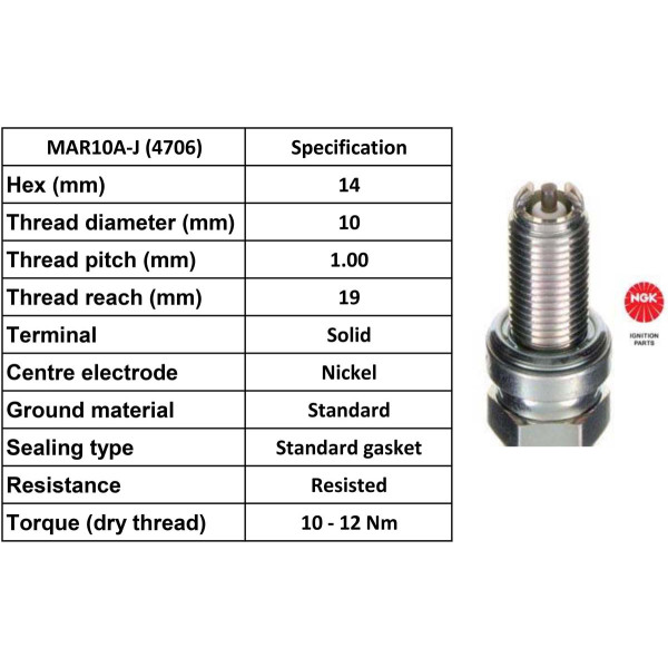 NGK NGK Spark Plug MAR10A-J Plugs [Box 10]